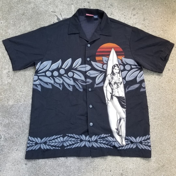 Hawaiian Surfer Girl Button-Up - Picture 1 of 4